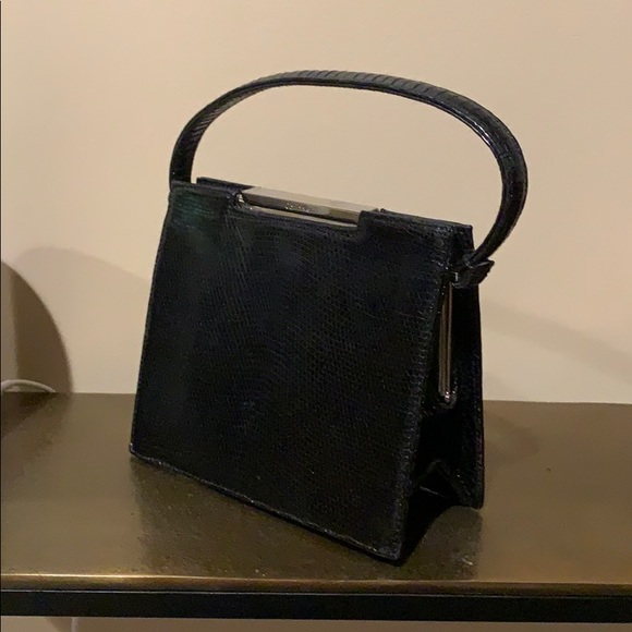 Calvin Klein Snake Embossed Black Patent Lady Bag - Picture 2 of 8